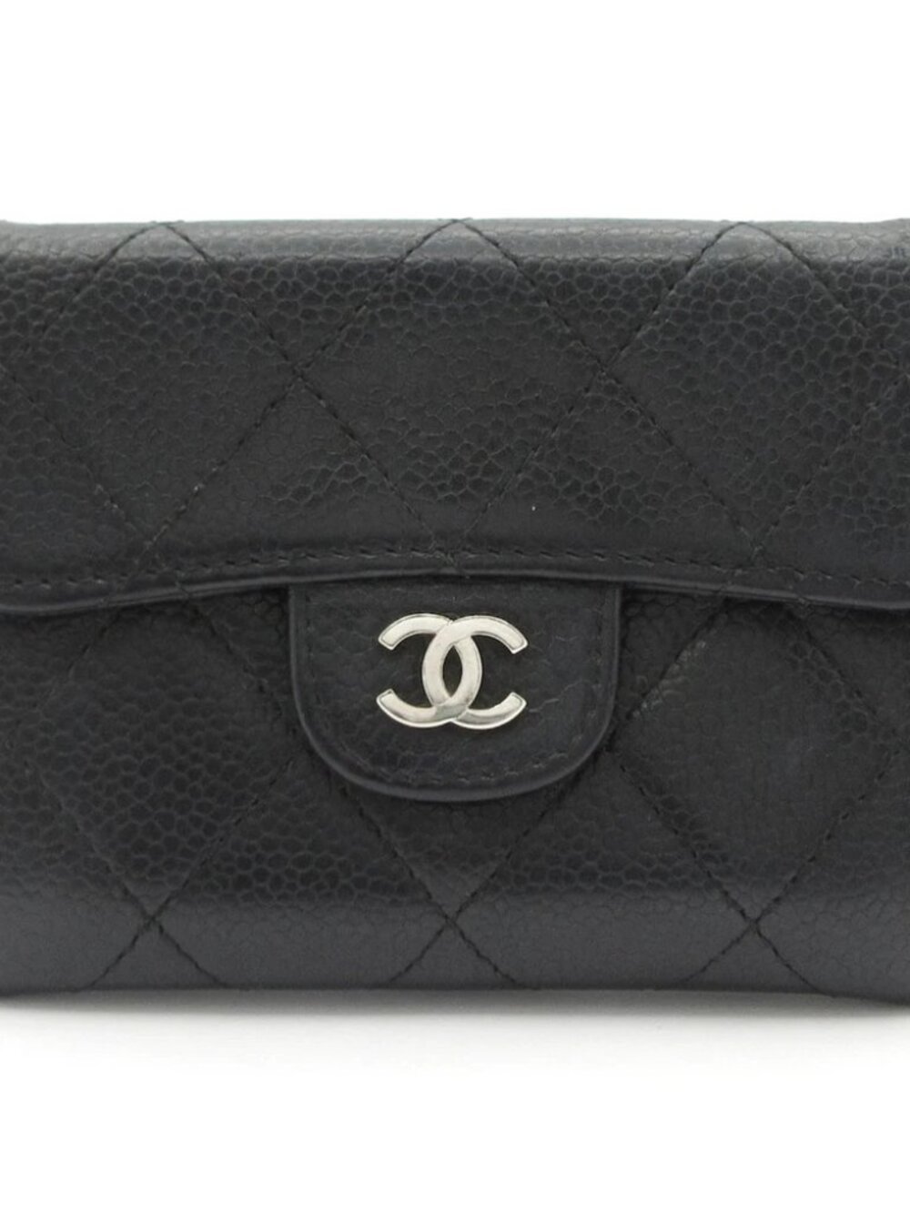 CHANEL Matelasse Black Calfskin Coin Case